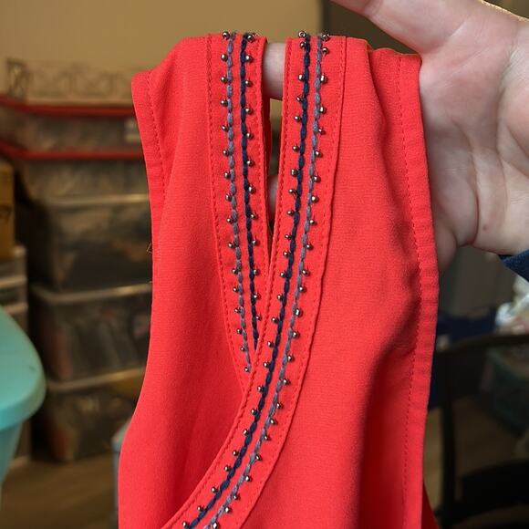 41 Hawthorn Coral Beaded Neckline Hidden Button Up Tank - Picture 13 of 13